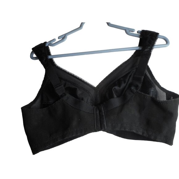 Plaxtex 18 hour Black Majestic Wireless Shoulder Comfort Bra Floral 42C - Picture 6 of 6